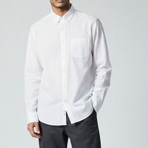Men's White Burberry London Button Down Collared Dress Shirt 15/33